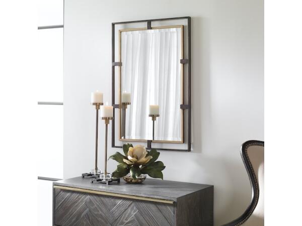 Carrizo Gold and Bronze Rectangle Mirror Mirrors Uttermost 3