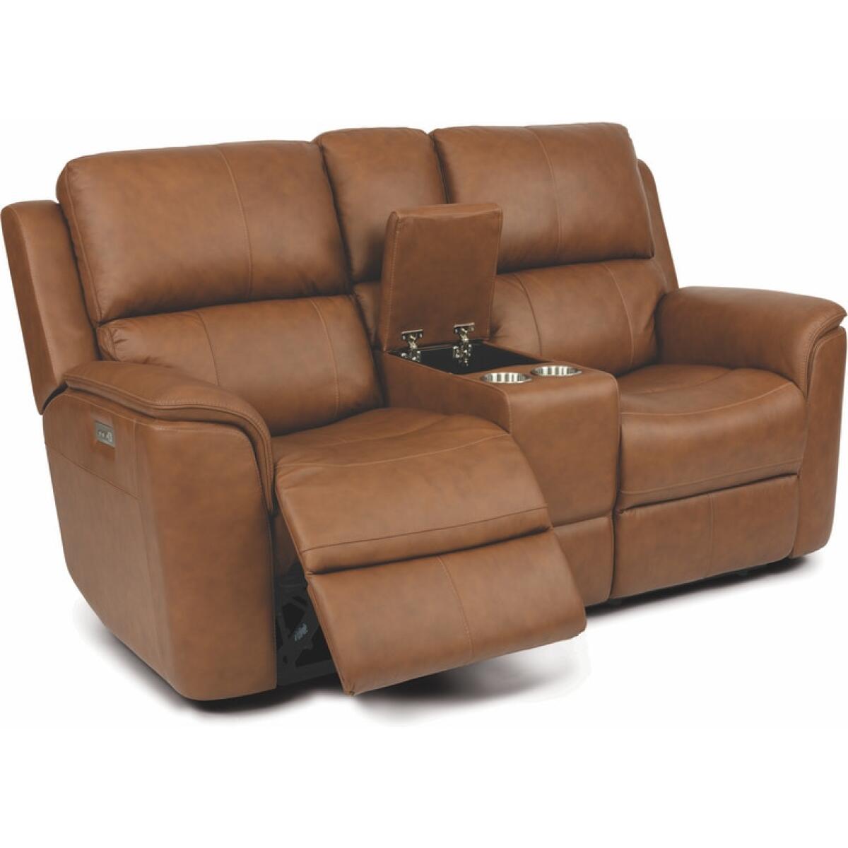 Fexsteel Henry Power Reclining Loveseat with Console Loveseats Customizable 2