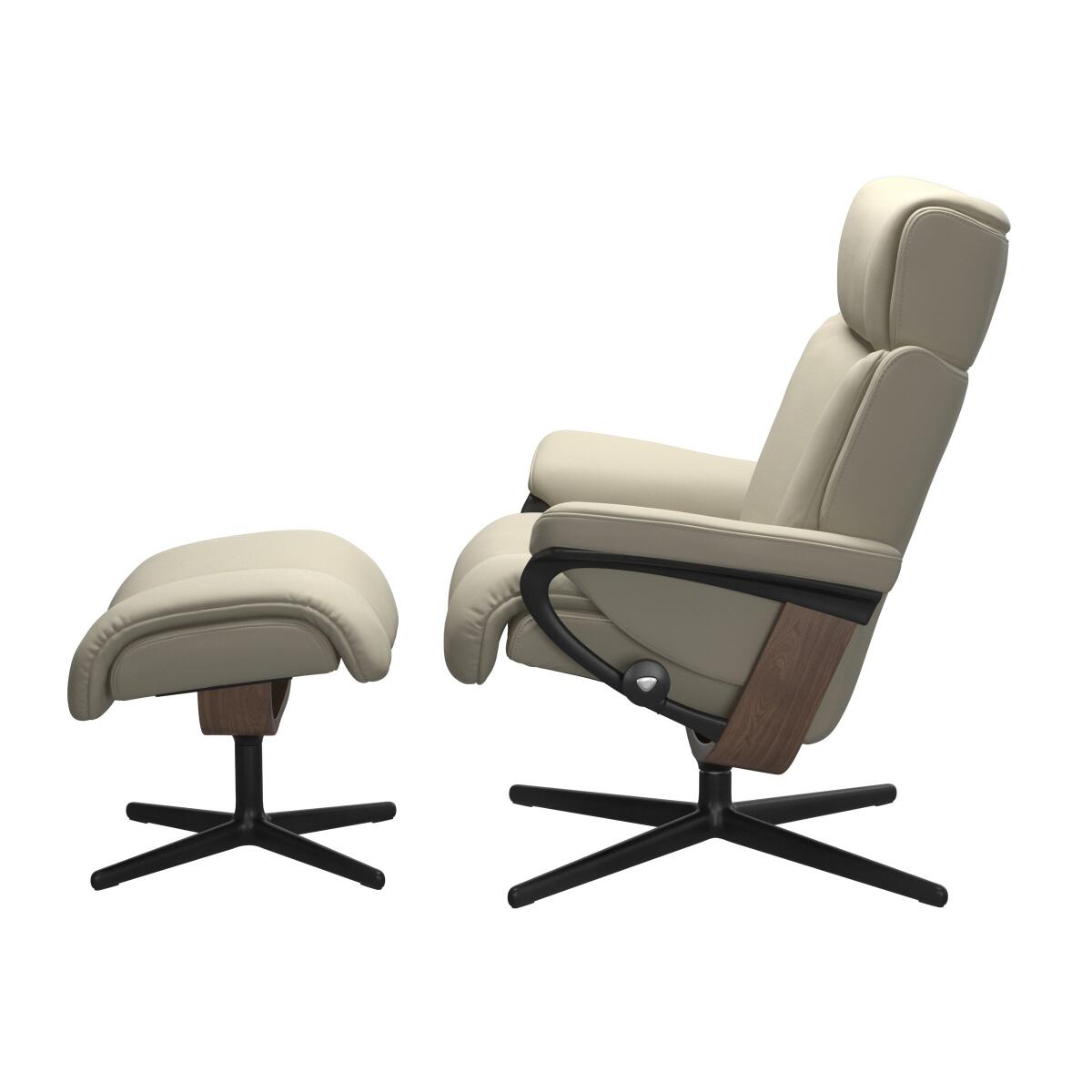 Stressless® Magic (S) Cross Base Recliner with Ottoman Recliners Stressless 2