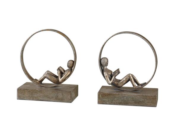Lounging Reader Bookends Set of 2 Accessories Uttermost