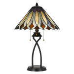 Tiffany 2 Light 23" High Table Lamp with Multi-Colored Tiffany Glass Shade