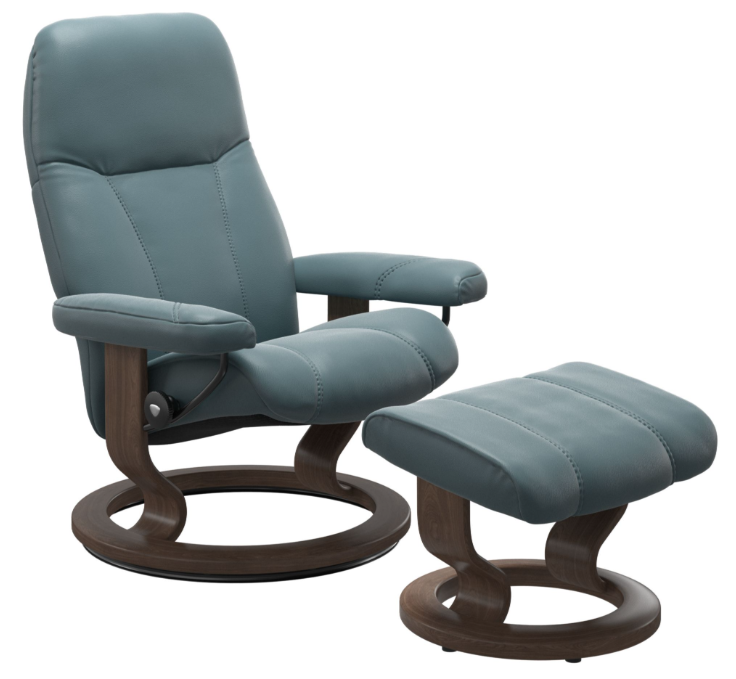 Stressless® Consul (M) Classic Base Recliner with Ottoman