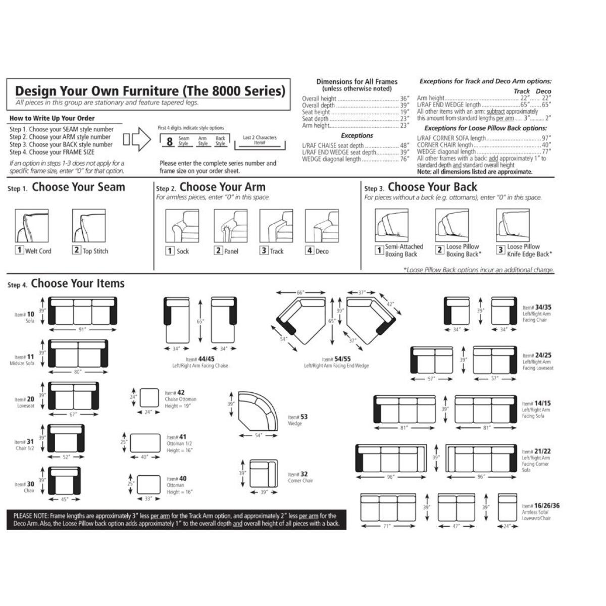 8000 Series Design Your Own Sectional Sectionals Customizable 6