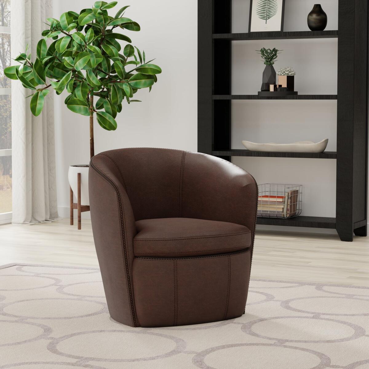 Barolo Vintage Brown Swivel Club Chair Recliners Parker House 4