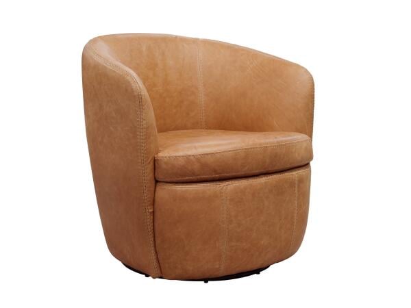 Barolo Vintage Saddle Swivel Club Chair Chairs Parker House 3